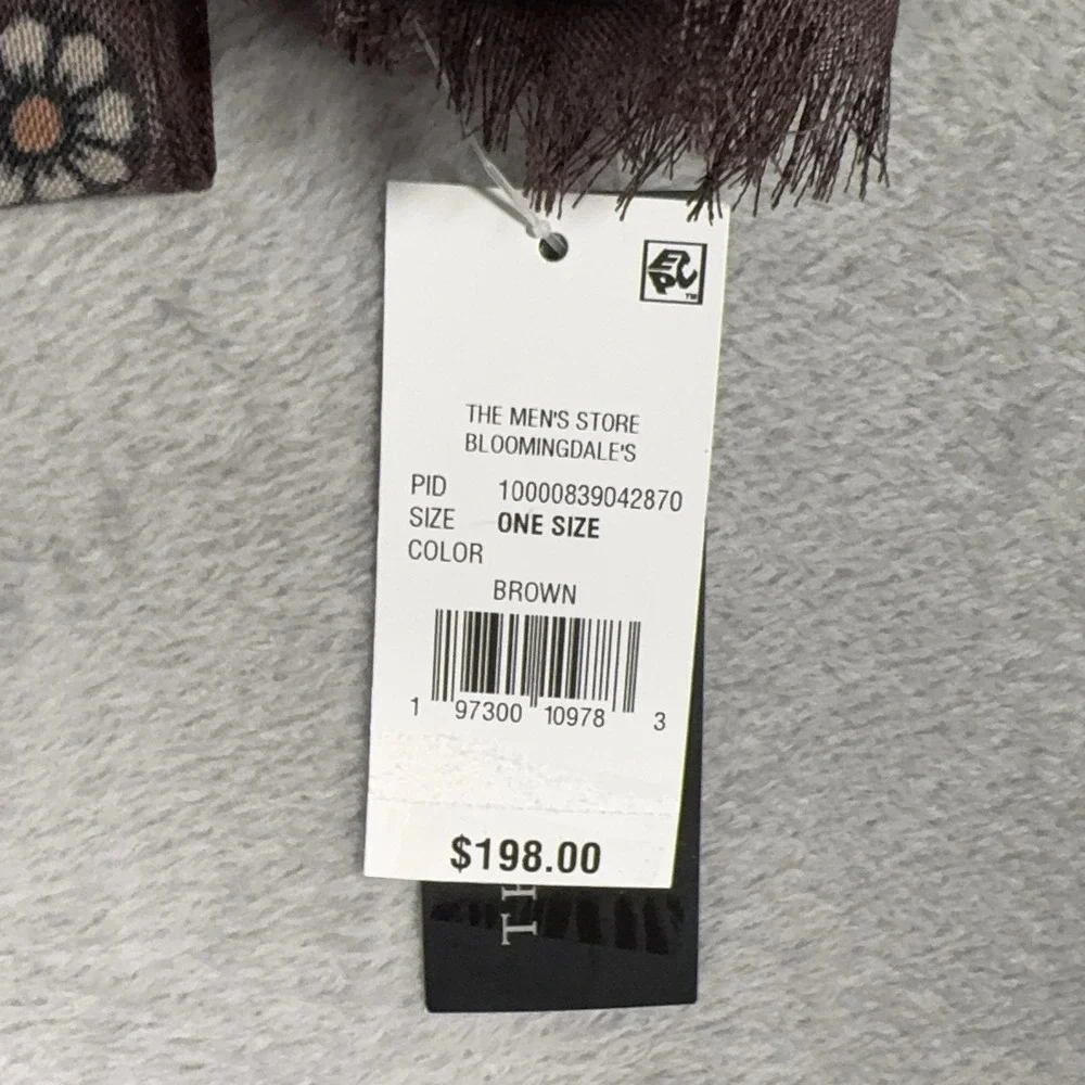 The Men's Store Bloomingdale's Scarf Mens Mantero Brown Wool Floral Made Italy